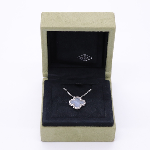Van Cleef & Arpels Vintage Alhambra 中號 單花 項鏈 18K白金 紫玉髓 項鏈