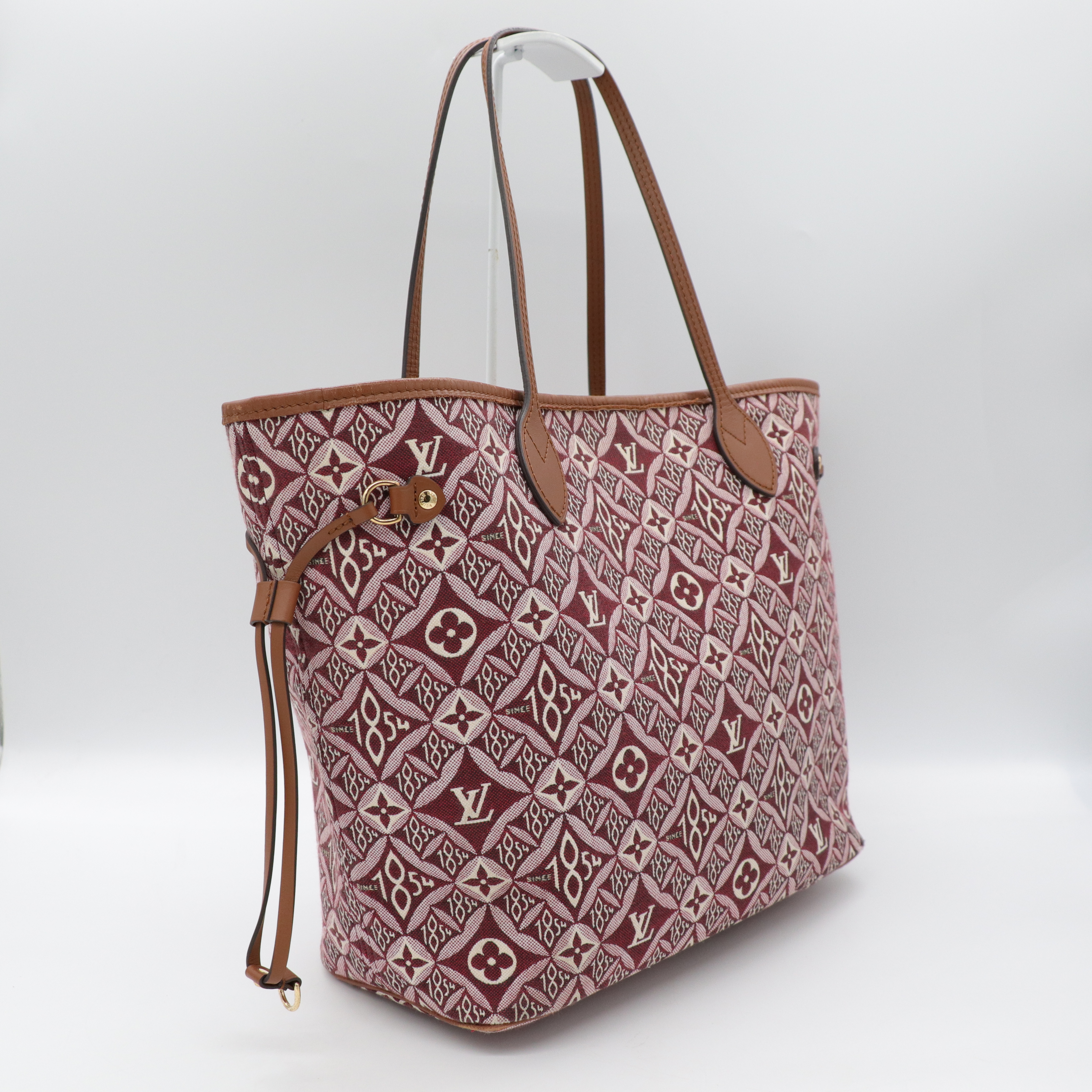 Louis Vuitton 路易威登 Neverfull MM 紅色 織物 單肩包 購物袋-2