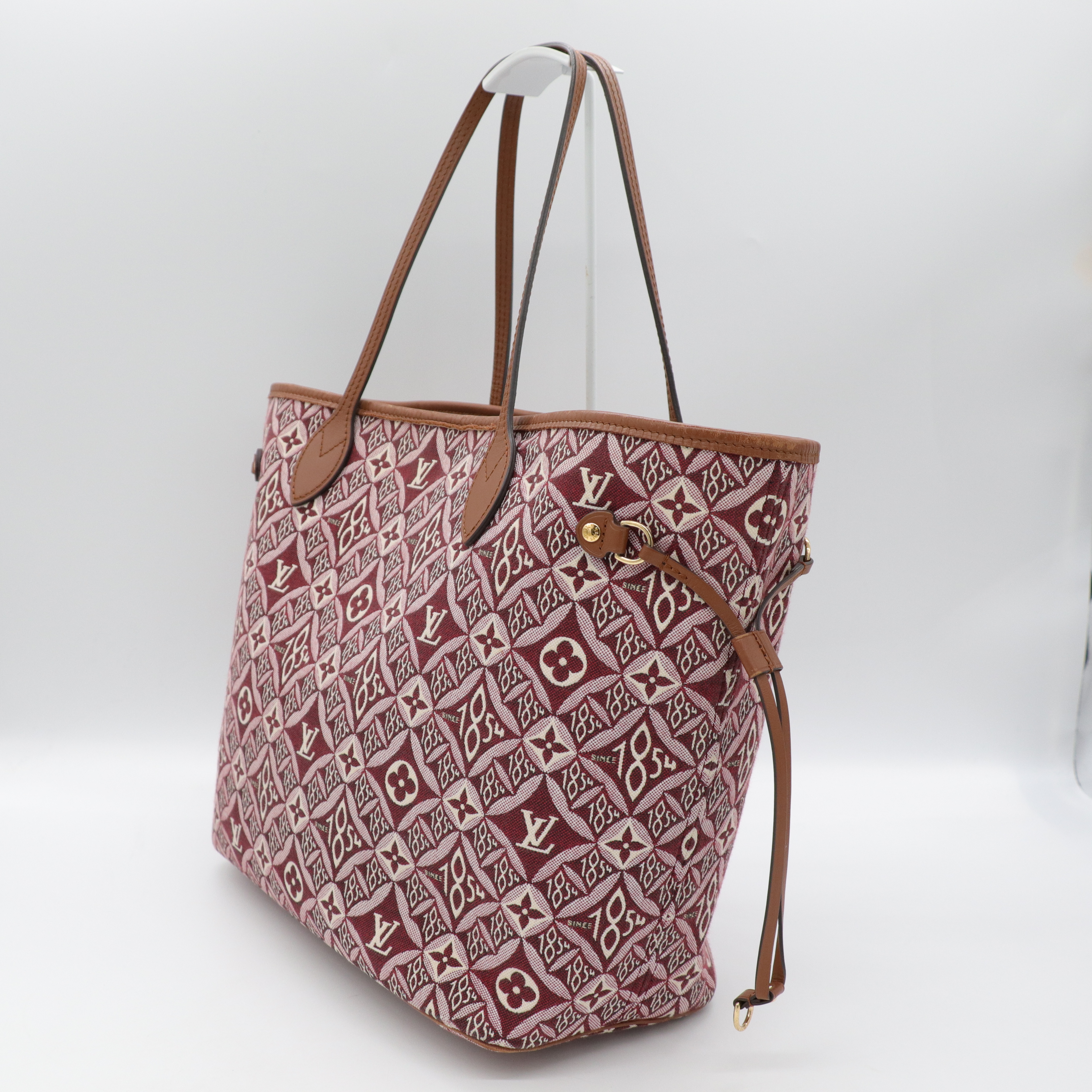Louis Vuitton 路易威登 Neverfull MM 紅色 織物 單肩包 購物袋-3