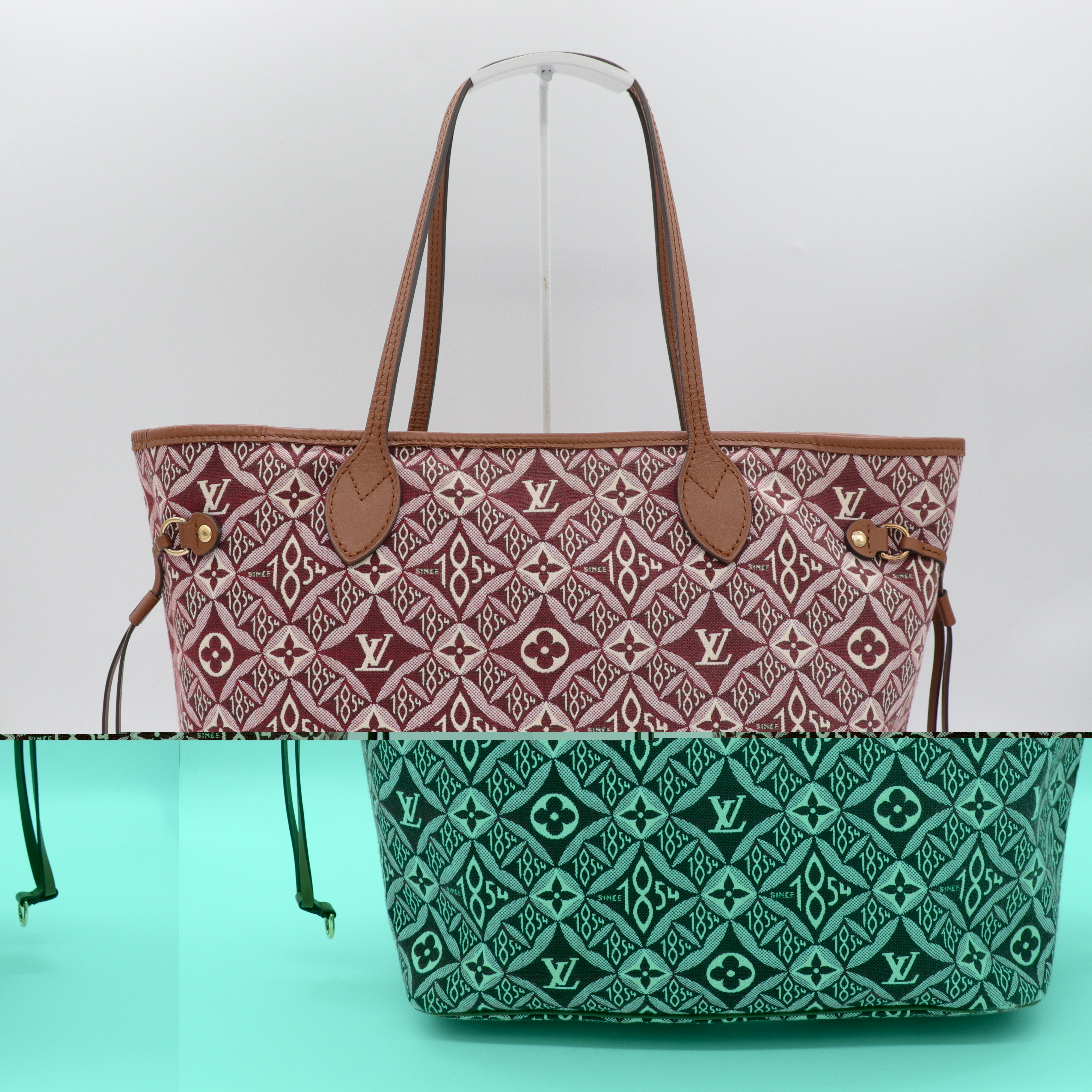 Louis Vuitton 路易威登 Neverfull MM 紅色 織物 單肩包 購物袋-4