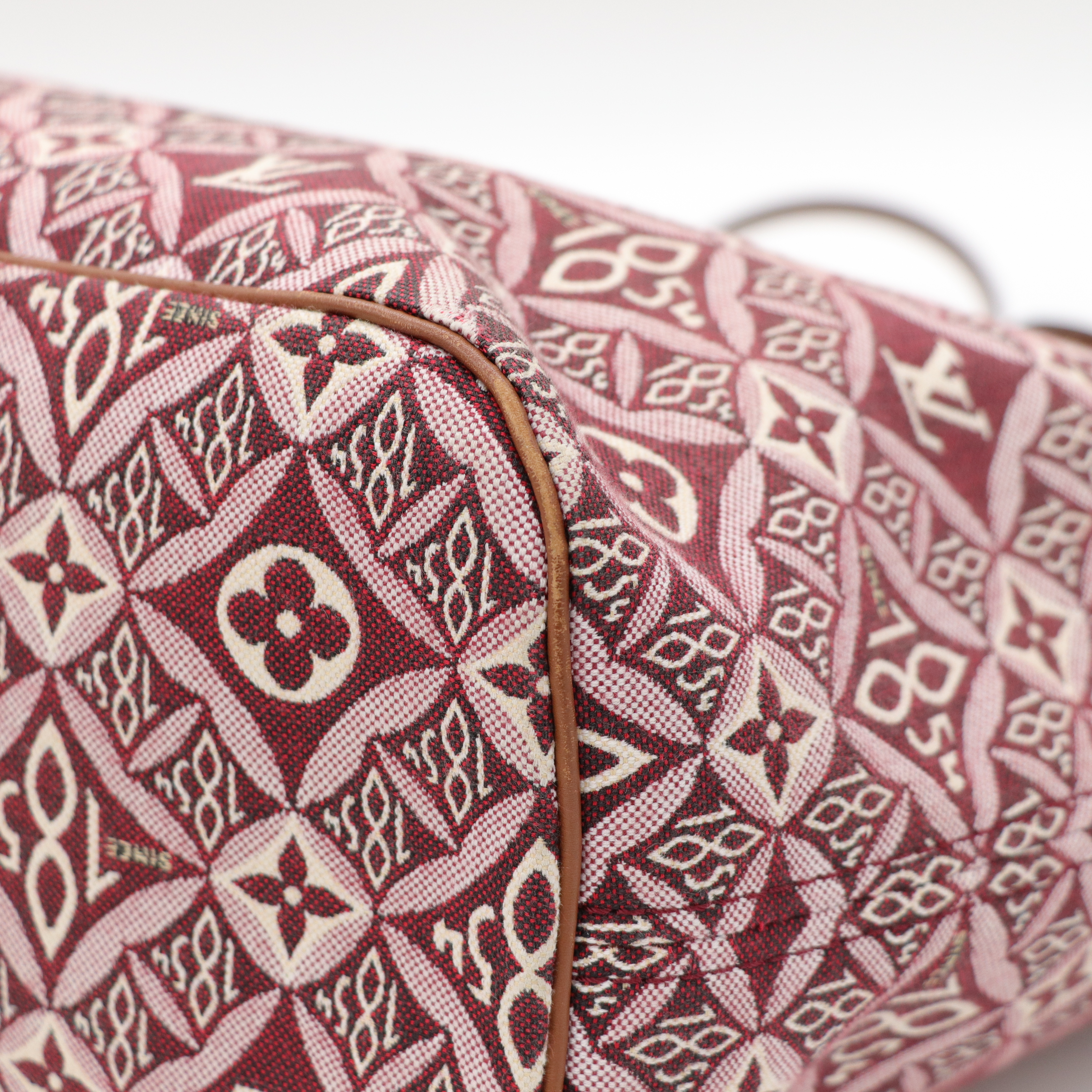 Louis Vuitton 路易威登 Neverfull MM 紅色 織物 單肩包 購物袋-7