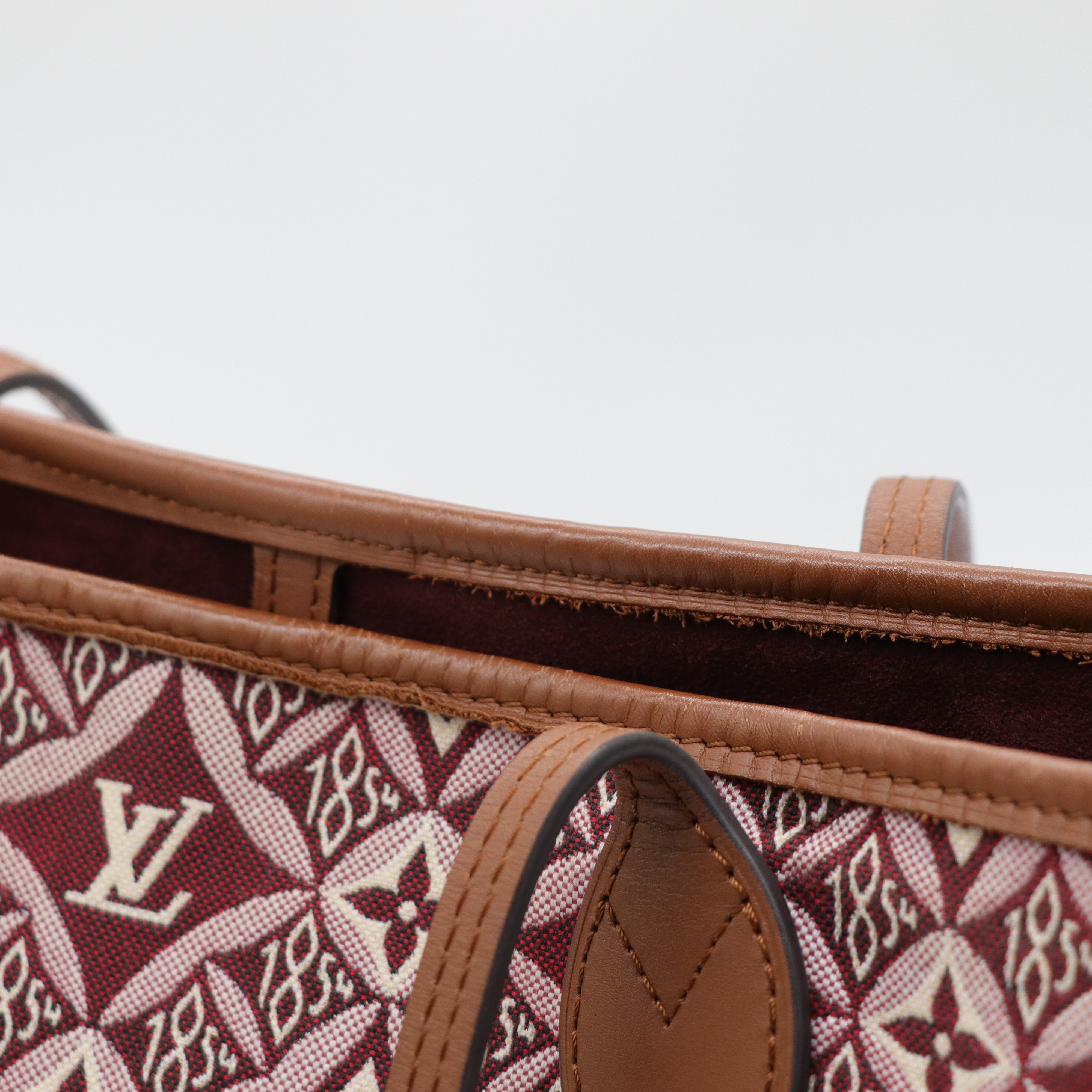 Louis Vuitton 路易威登 Neverfull MM 紅色 織物 單肩包 購物袋-10