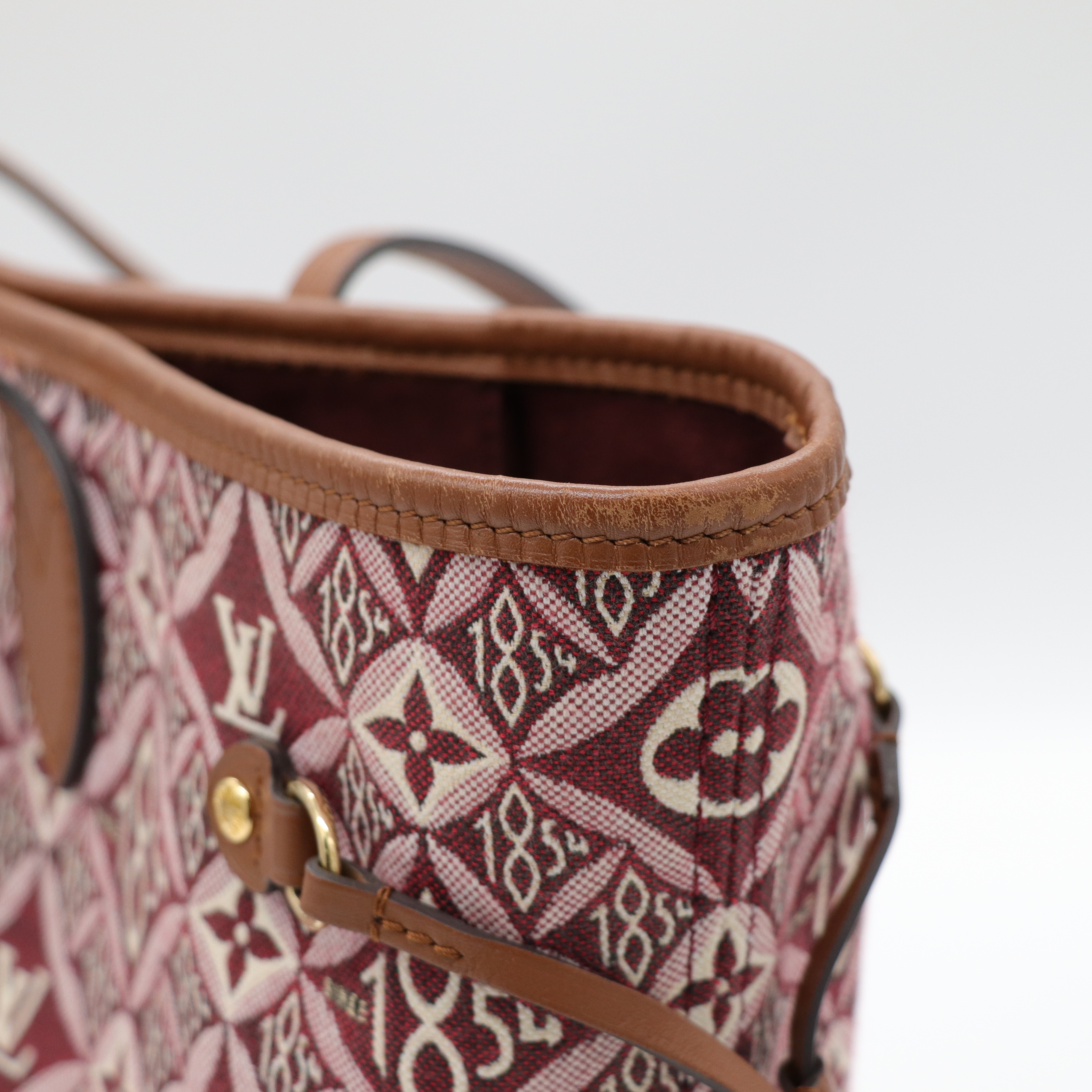 Louis Vuitton 路易威登 Neverfull MM 紅色 織物 單肩包 購物袋-11