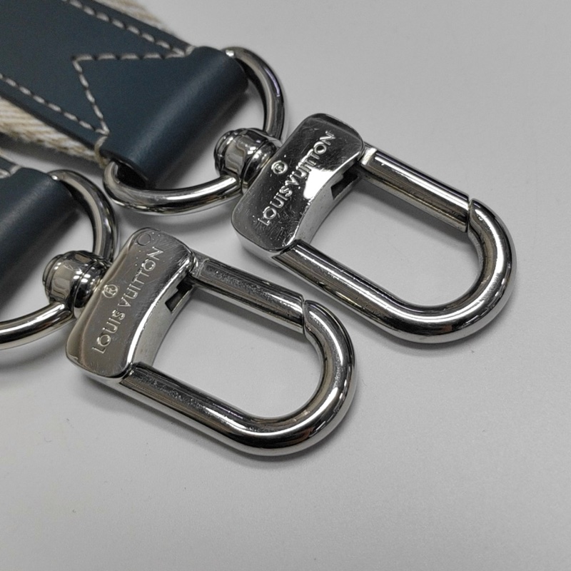 ✨99新 LOUIS VUITTON KEEPALL 25 藍色織物老花單肩包斜挎包手提包 銀色五金 可拆卸肩帶 正品❤️-7