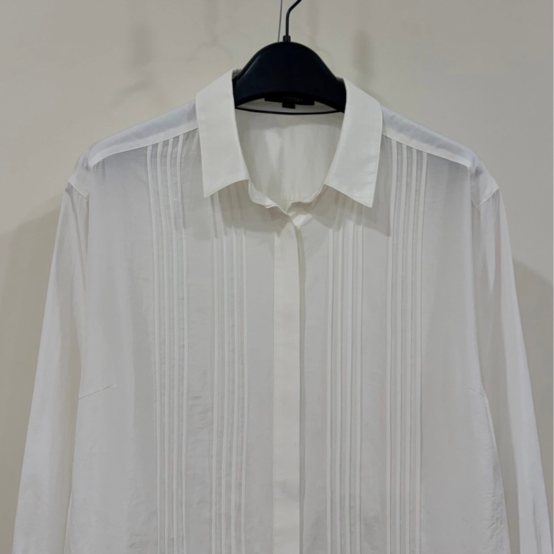 BURBERRY 倫敦 米白打摺襯杉-4