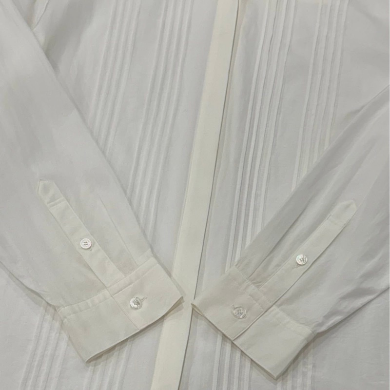 BURBERRY 倫敦 米白打摺襯杉-5