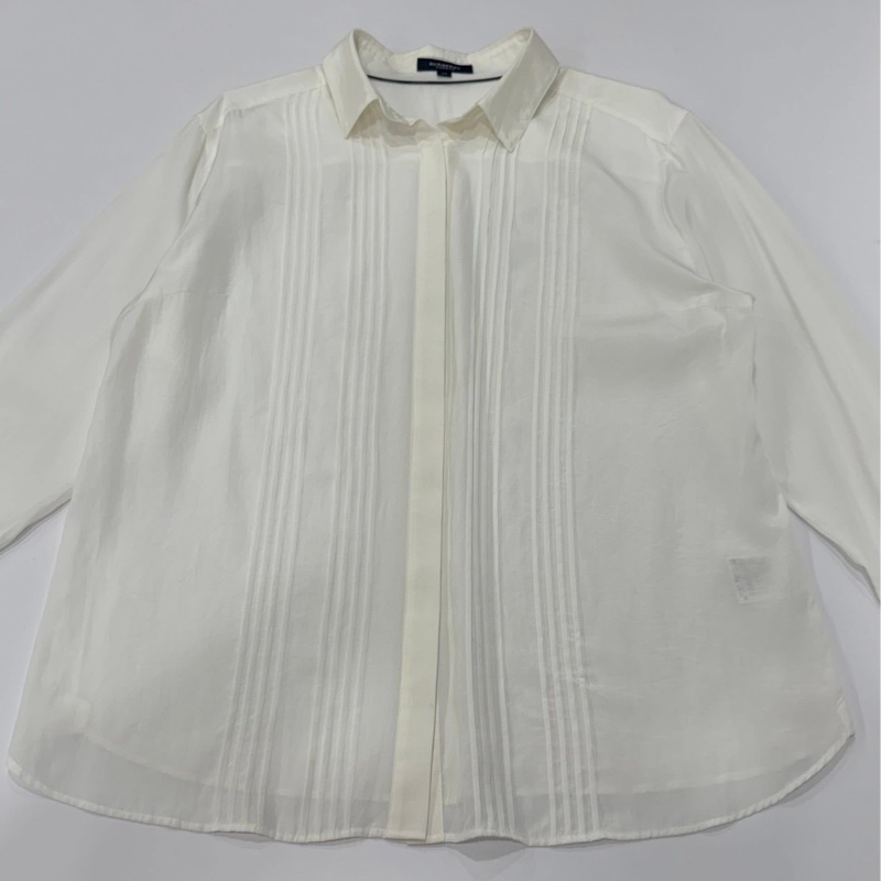 BURBERRY 倫敦 米白打摺襯杉-6