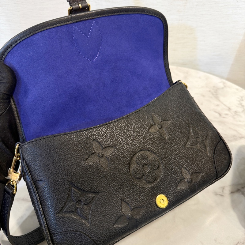 LV 黑牛皮壓紋金釦Diane手提肩斜背包M46386-8