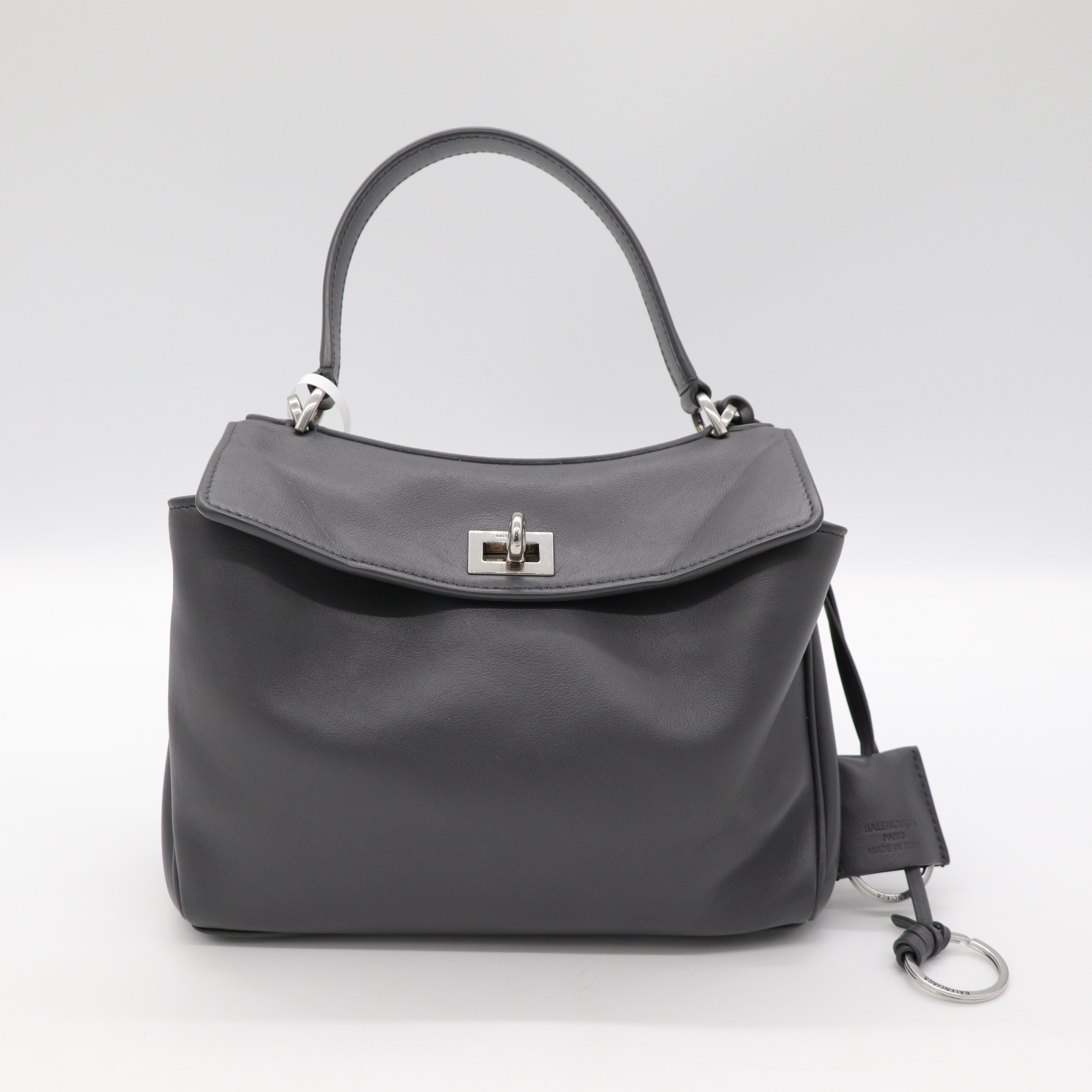 Balenciaga 巴黎世家 Rodeo Mini Handbag In Grey 灰色銀釦 迷你 小牛皮 手提 肩背包-1