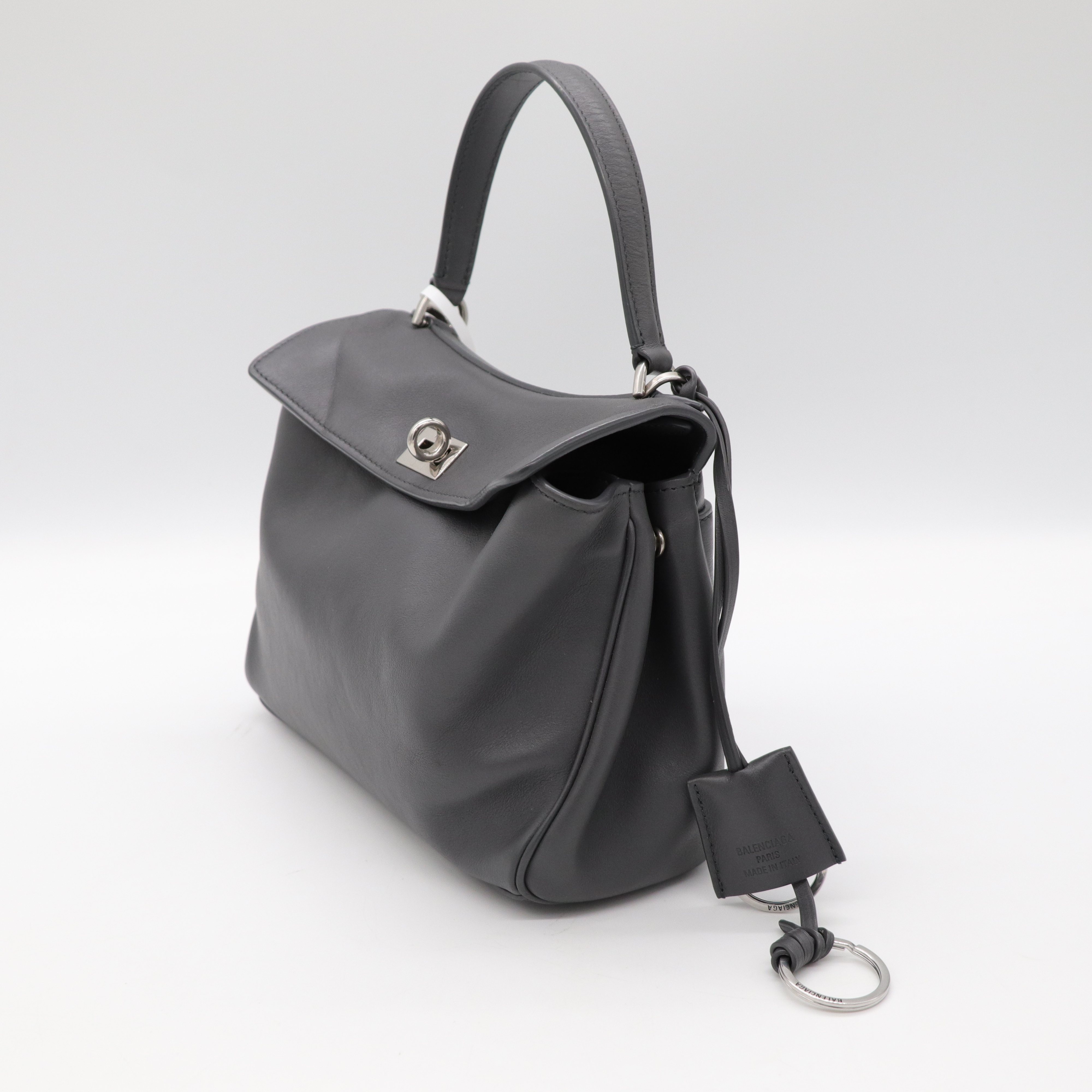 Balenciaga 巴黎世家 Rodeo Mini Handbag In Grey 灰色銀釦 迷你 小牛皮 手提 肩背包-3