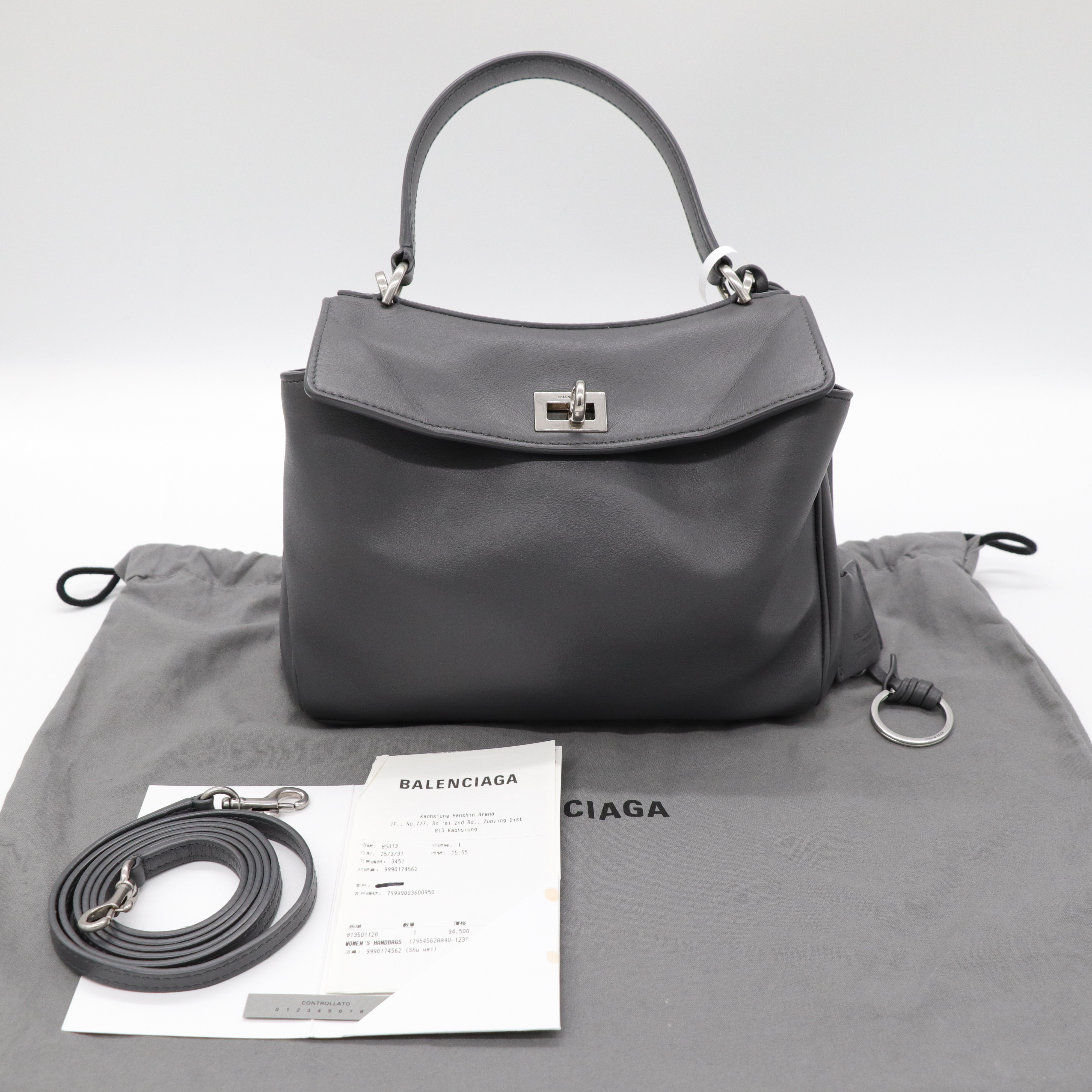 Balenciaga 巴黎世家 Rodeo Mini Handbag In Grey 灰色銀釦 迷你 小牛皮 手提 肩背包-10