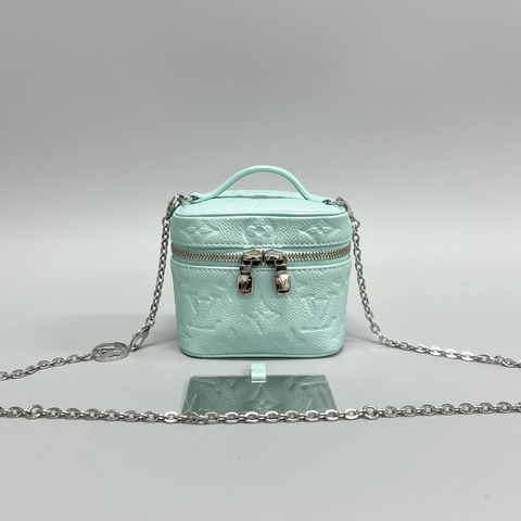 LV/路易威登 薄荷色全皮壓花micro vanity mini化妝盒子包 斜背包 正品❤️