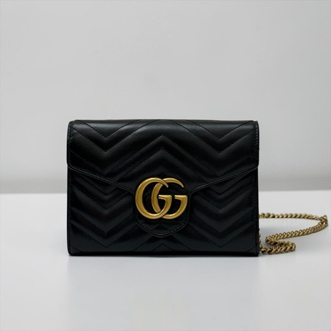 莉亞精品♡Gucci 馬夢woc 黑金 二手美包