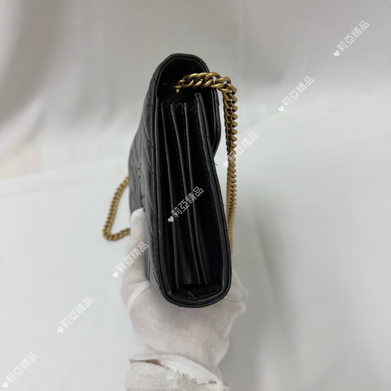 莉亞精品♡Gucci 馬夢woc 黑金 二手美包-4