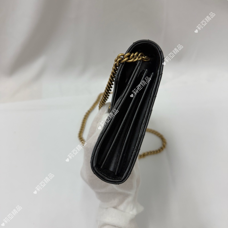 莉亞精品♡Gucci 馬夢woc 黑金 二手美包-5