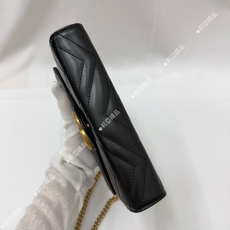 莉亞精品♡Gucci 馬夢woc 黑金 二手美包-7