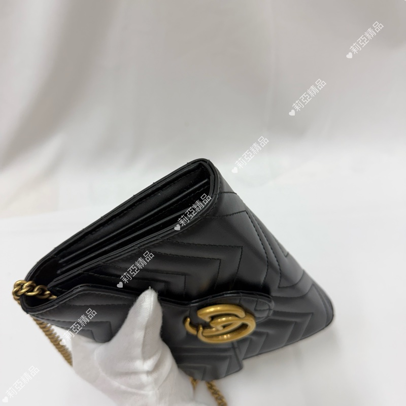 莉亞精品♡Gucci 馬夢woc 黑金 二手美包-8