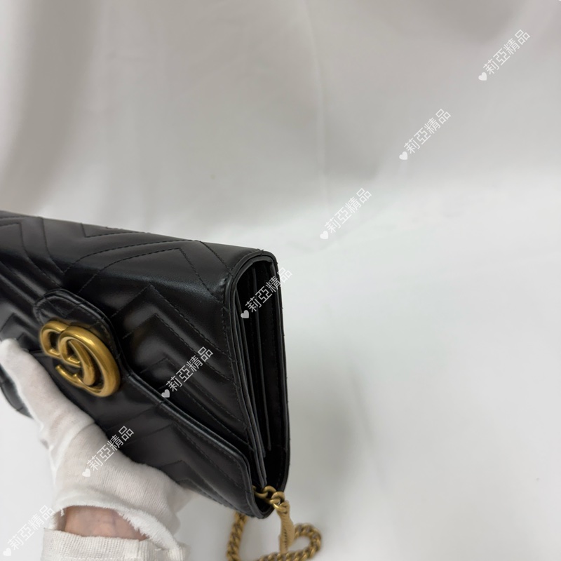 莉亞精品♡Gucci 馬夢woc 黑金 二手美包-9