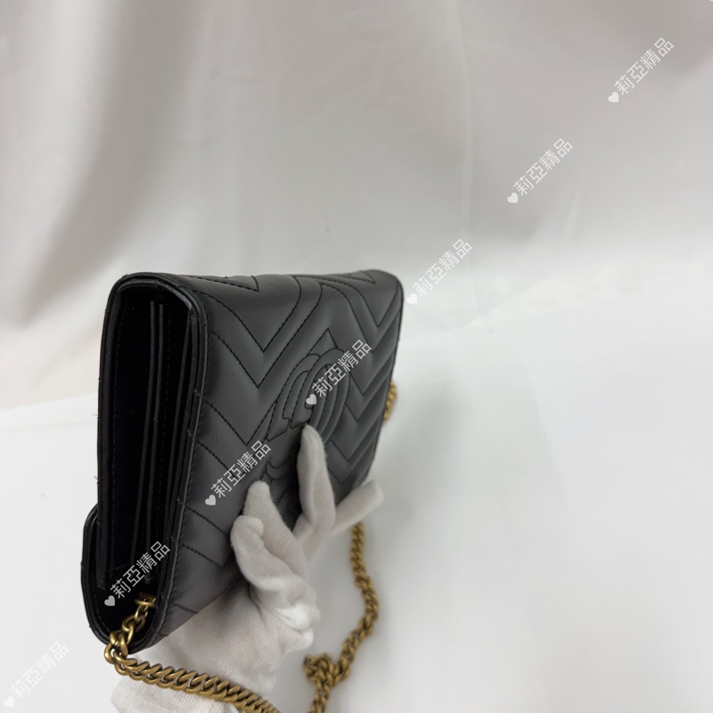 莉亞精品♡Gucci 馬夢woc 黑金 二手美包-10