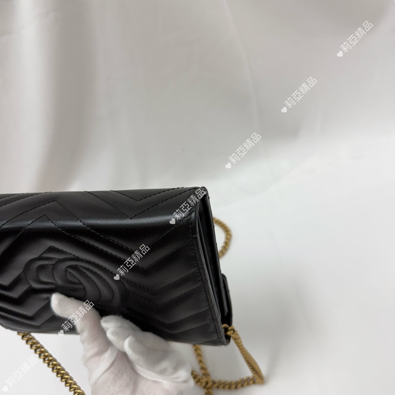 莉亞精品♡Gucci 馬夢woc 黑金 二手美包-11