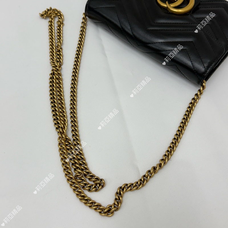 莉亞精品♡Gucci 馬夢woc 黑金 二手美包-12