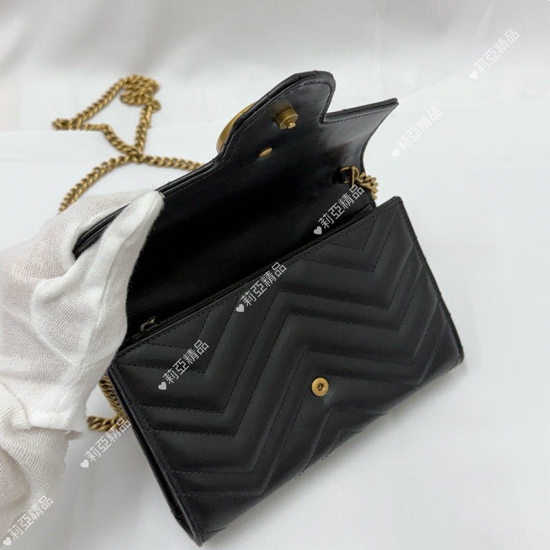 莉亞精品♡Gucci 馬夢woc 黑金 二手美包-13