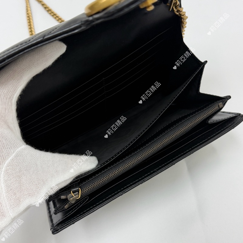 莉亞精品♡Gucci 馬夢woc 黑金 二手美包-14