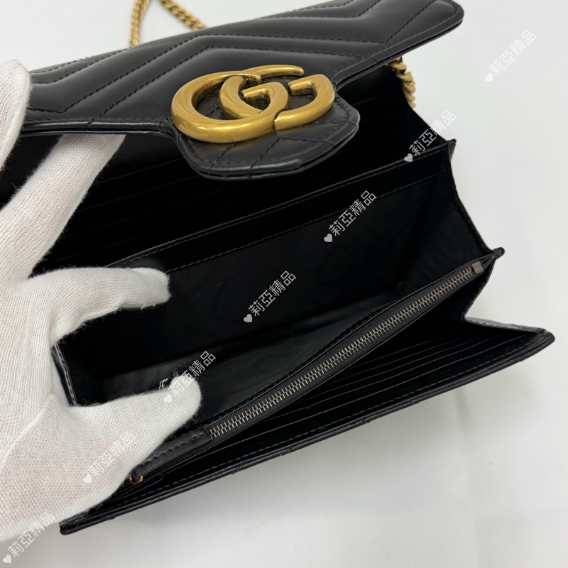 莉亞精品♡Gucci 馬夢woc 黑金 二手美包-15