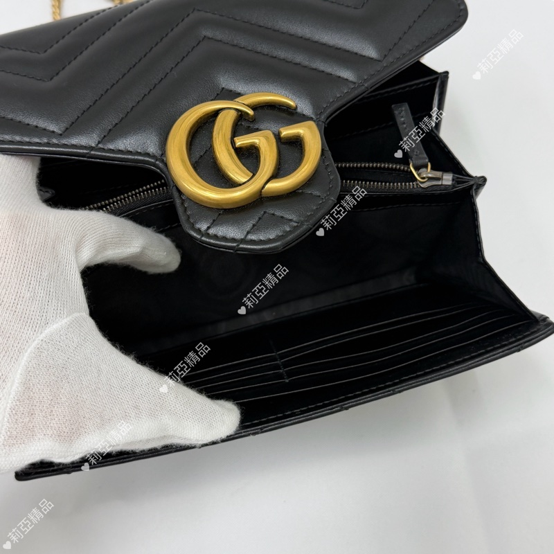 莉亞精品♡Gucci 馬夢woc 黑金 二手美包-17