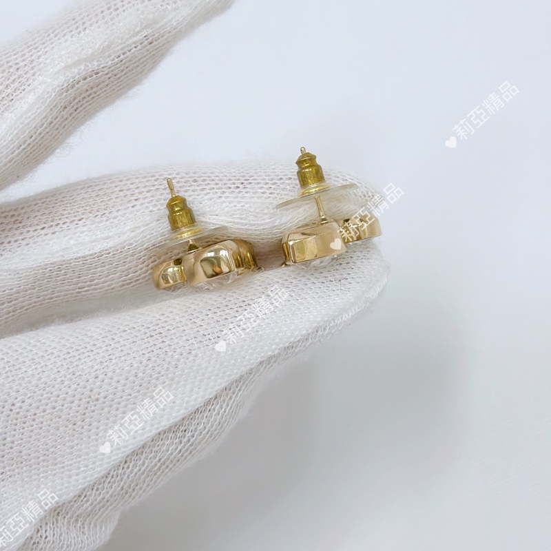 莉亞精品♡ Chanel 珍珠水鑽耳環 二手美品-4
