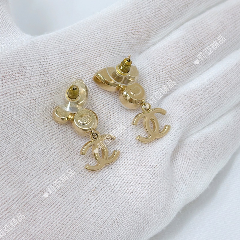 莉亞精品♡ Chanel 珍珠水鑽耳環 二手美品-5