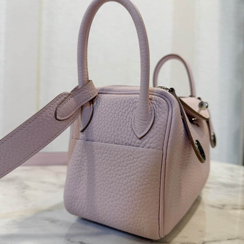 Hermes 09夢幻紫TC皮內白Swift皮mini Lindy-2