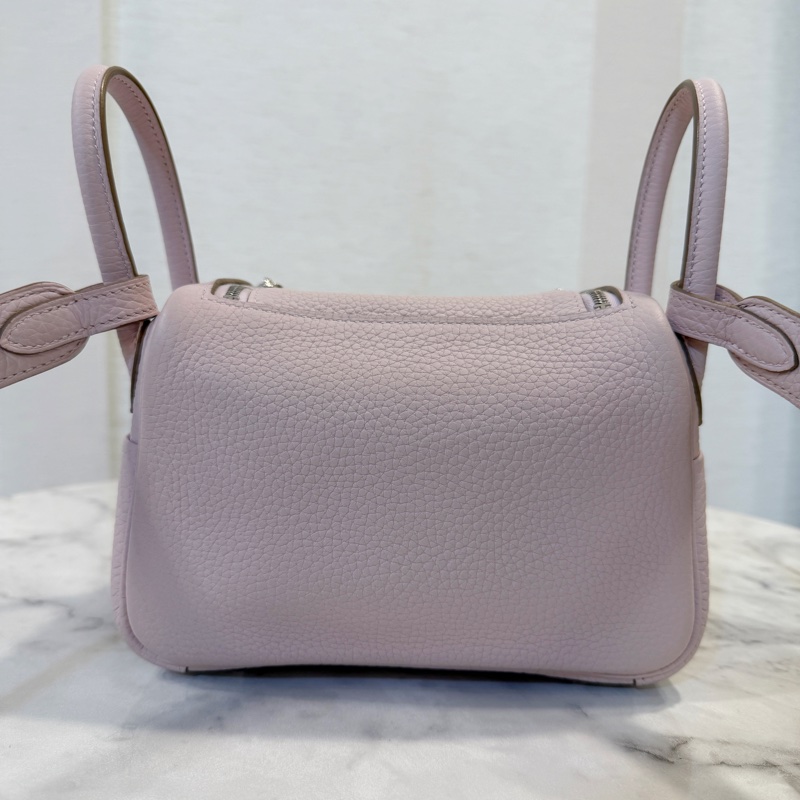 Hermes 09夢幻紫TC皮內白Swift皮mini Lindy-3