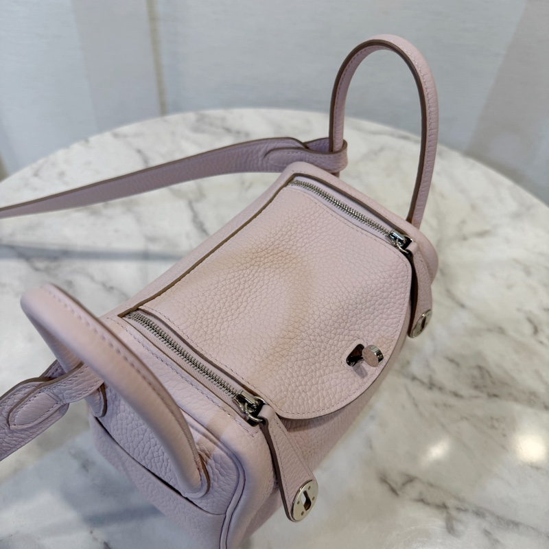 Hermes 09夢幻紫TC皮內白Swift皮mini Lindy-4