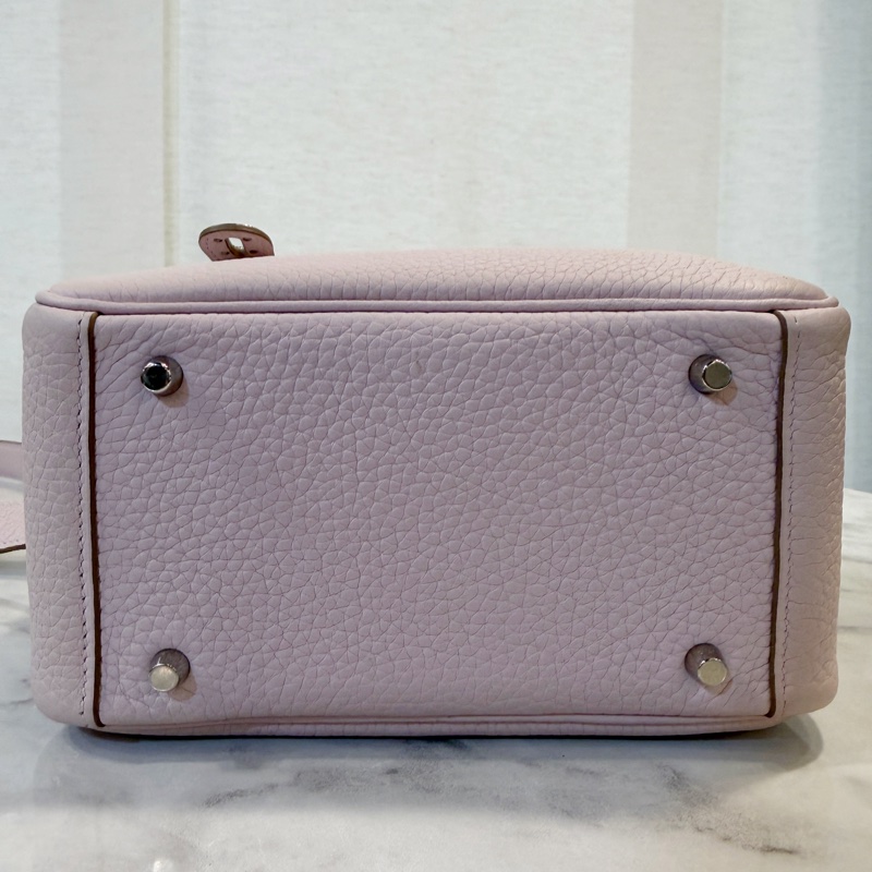 Hermes 09夢幻紫TC皮內白Swift皮mini Lindy-5