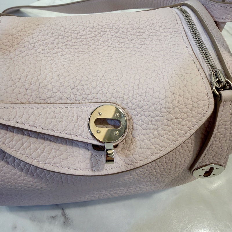Hermes 09夢幻紫TC皮內白Swift皮mini Lindy-8