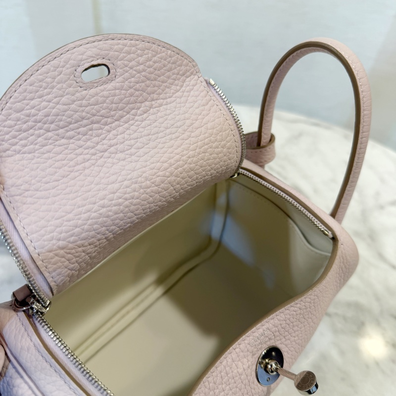 Hermes 09夢幻紫TC皮內白Swift皮mini Lindy-9