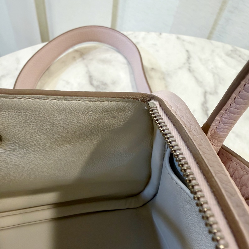Hermes 09夢幻紫TC皮內白Swift皮mini Lindy-11