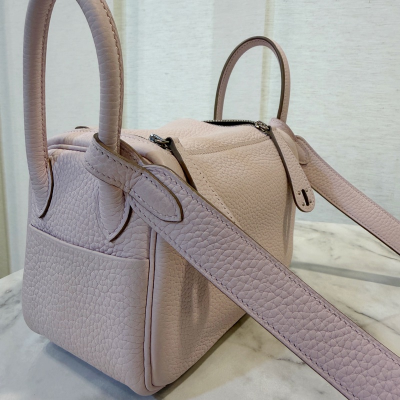 Hermes 09夢幻紫TC皮內白Swift皮mini Lindy-13