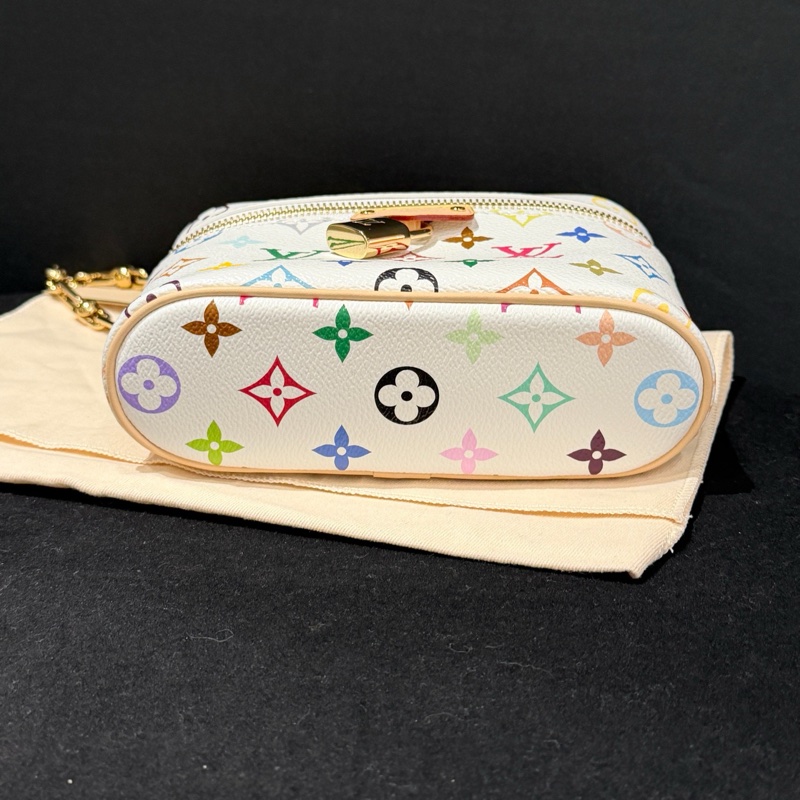 LV 路易威登 白三彩Vanity 化妝盒手提包斜挎包 金扣 芯片款-5