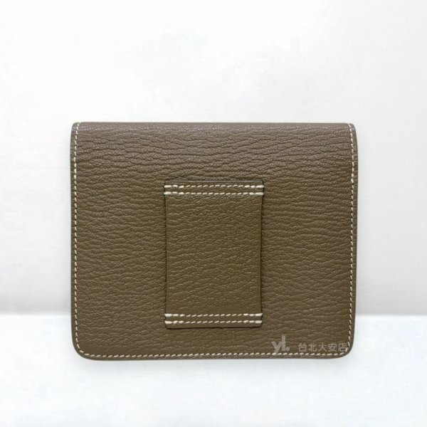 A13177-Hermes Roulis Slim 18大象灰色山羊皮金釦豬鼻腰包-2