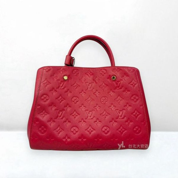 A13185-LV Montaigne MM 桃紅壓花牛皮蒙田包 M41194-0