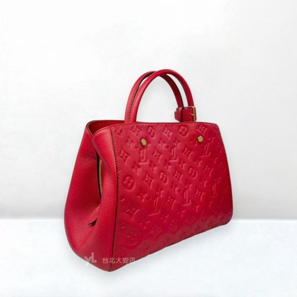 A13185-LV Montaigne MM 桃紅壓花牛皮蒙田包 M41194-1