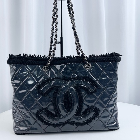 香奈兒 Chanel 13開 毛絨邊PVC菱格tote托特包