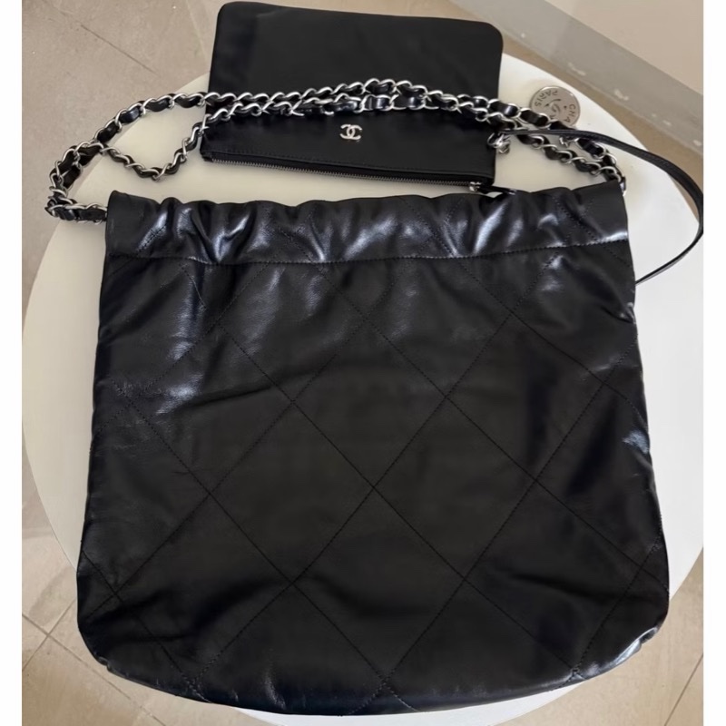 💯正品Chanel 22bag黑銀 小號 芯片款 垃圾袋包 香奈兒正品 🉑送禮狀態 原購買價22萬-8