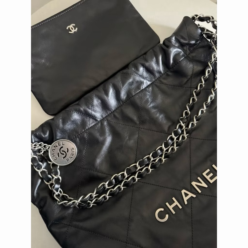💯正品Chanel 22bag黑銀 小號 芯片款 垃圾袋包 香奈兒正品 🉑送禮狀態 原購買價22萬-11