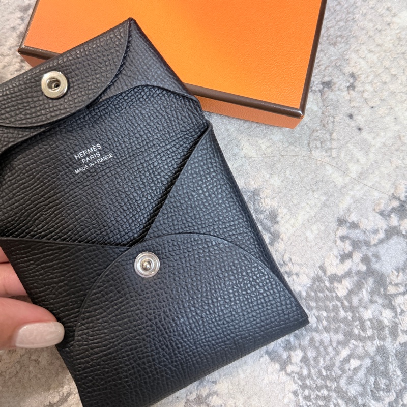 專櫃💯愛馬仕 Hermès BASTIA 89 NOIR Epsom 黑色經典零錢包 男女皆適用 送禮自用兩相宜-2
