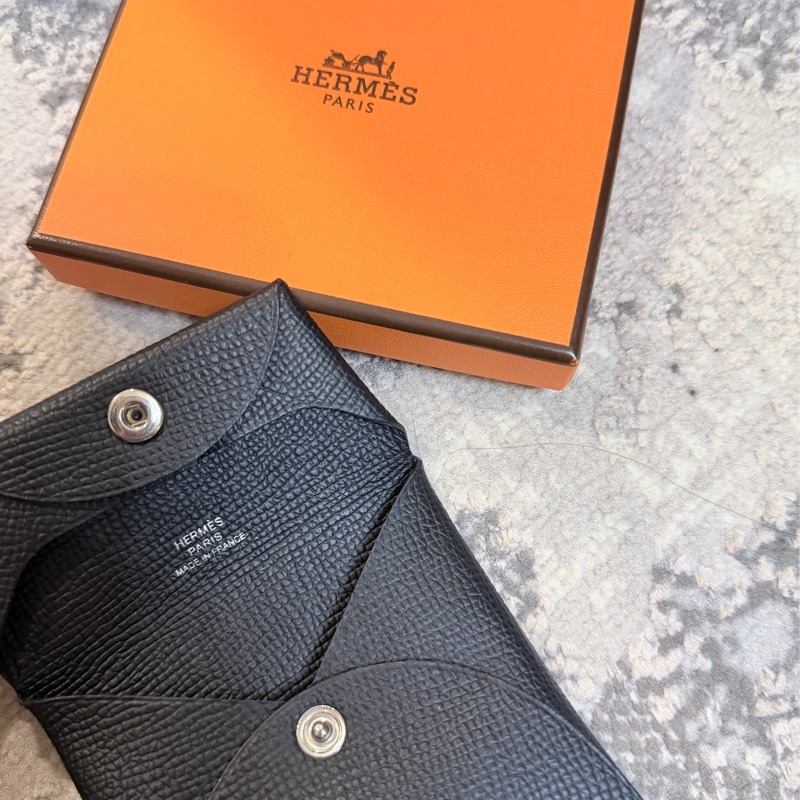 專櫃💯愛馬仕 Hermès BASTIA 89 NOIR Epsom 黑色經典零錢包 男女皆適用 送禮自用兩相宜-3