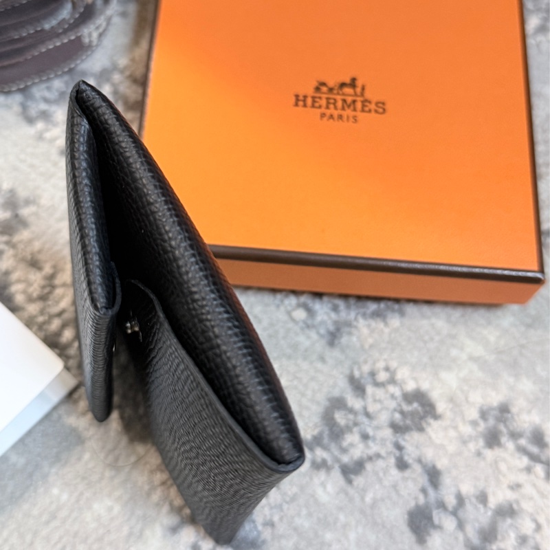 專櫃💯愛馬仕 Hermès BASTIA 89 NOIR Epsom 黑色經典零錢包 男女皆適用 送禮自用兩相宜-4