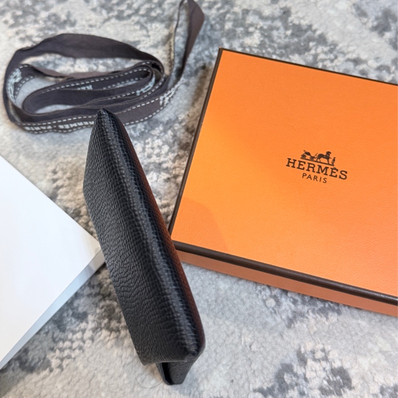 專櫃💯愛馬仕 Hermès BASTIA 89 NOIR Epsom 黑色經典零錢包 男女皆適用 送禮自用兩相宜-6
